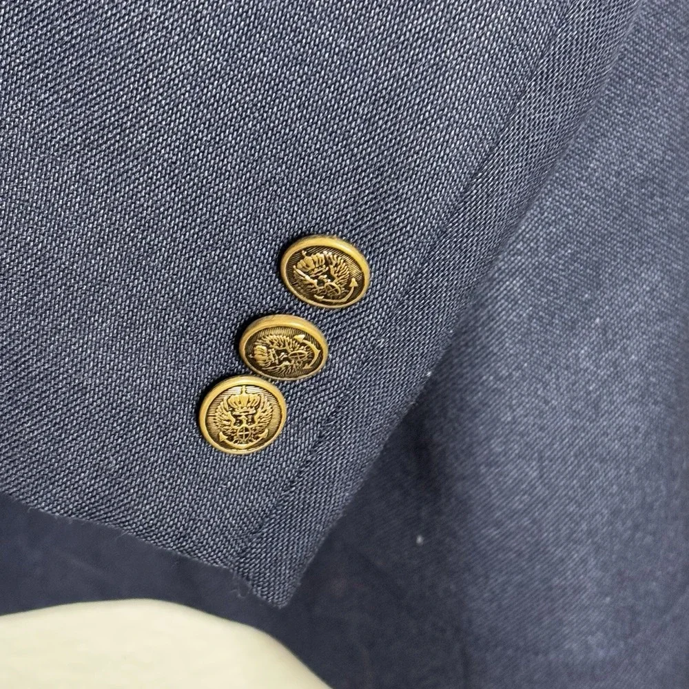 Vintage 70s Levi Strauss Navy Blue Blazer‎ Suit Jacket Two Button Made in USA
